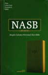 NASB Single-Column Personal Size Bible, Leathertouch Olive